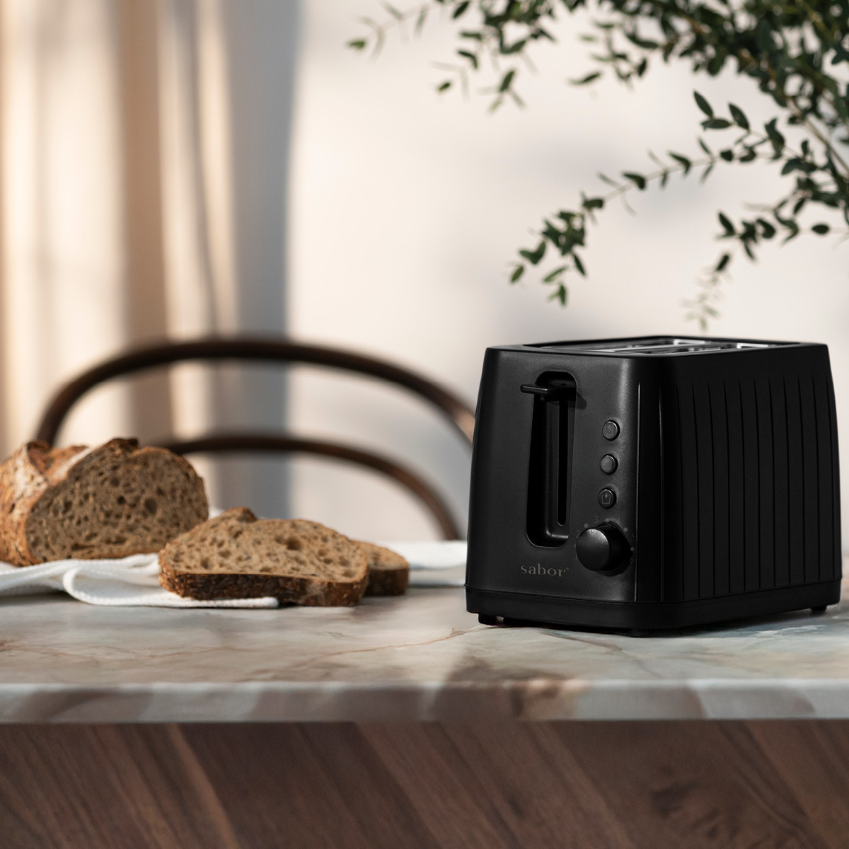 Sabor Select brødrister 2 skiver svart/blank