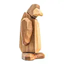 Pingvin träfigur 13 cm valnöt/ask