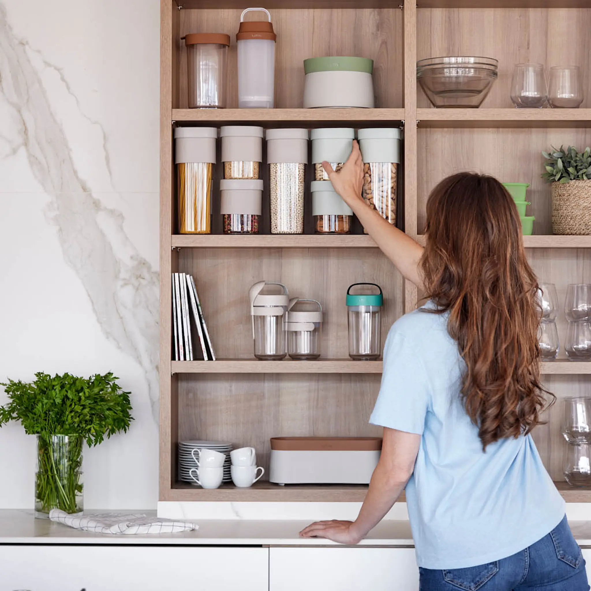 Lékué Flip Storage förvaringsburk M med lock beige