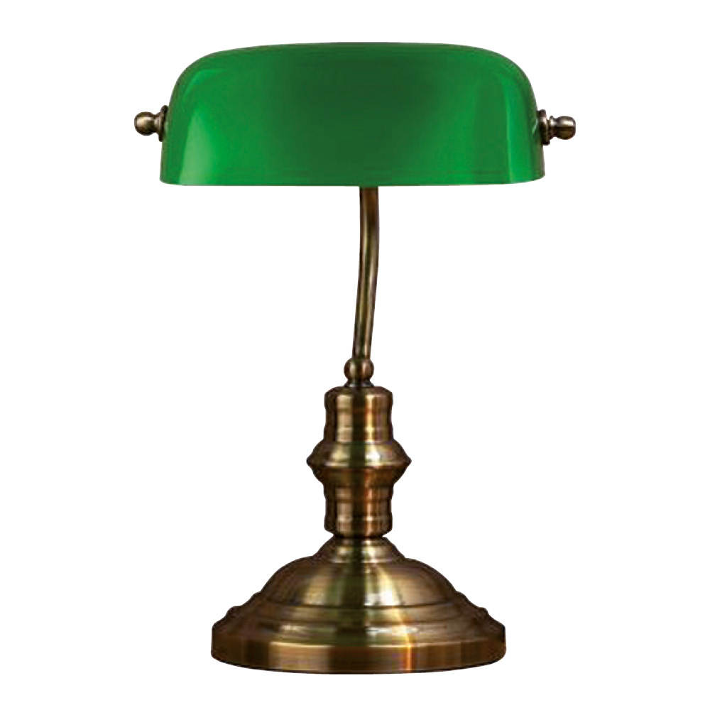 Markslöjd Bankers bordslampa 42 cm antik/grön