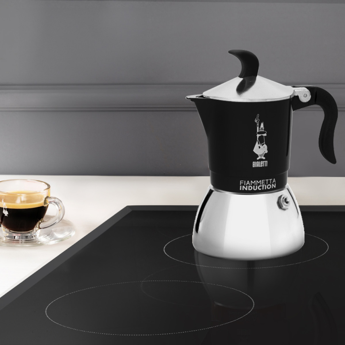 Bialetti Fiammetta Induction espressokanne 4 kopper 150 ml svart