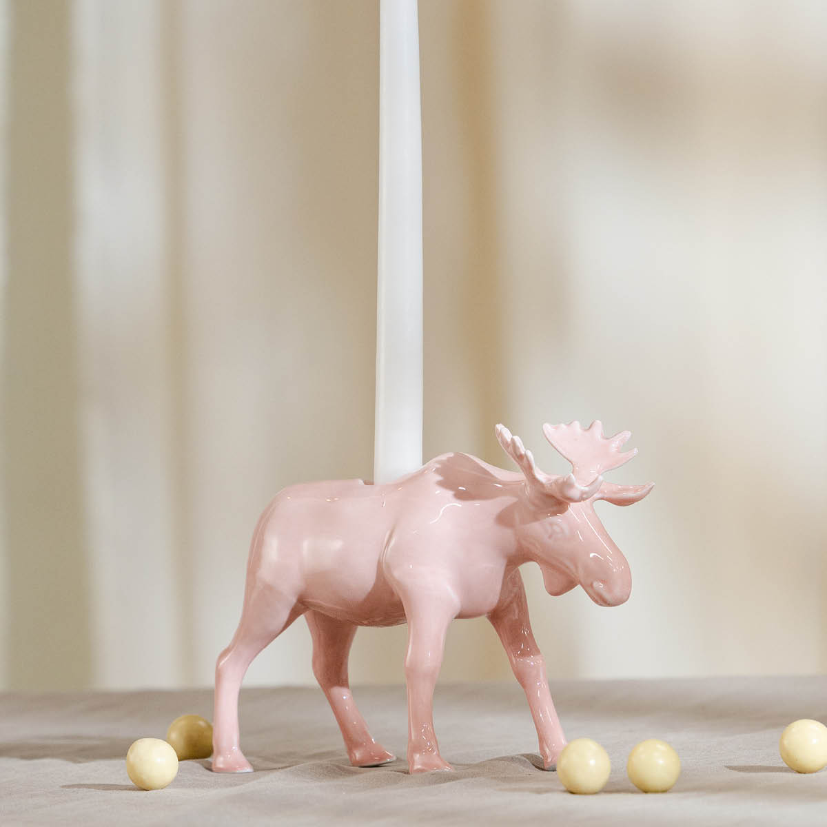 Magnor Moose ljusstake älg 14 cm rosa