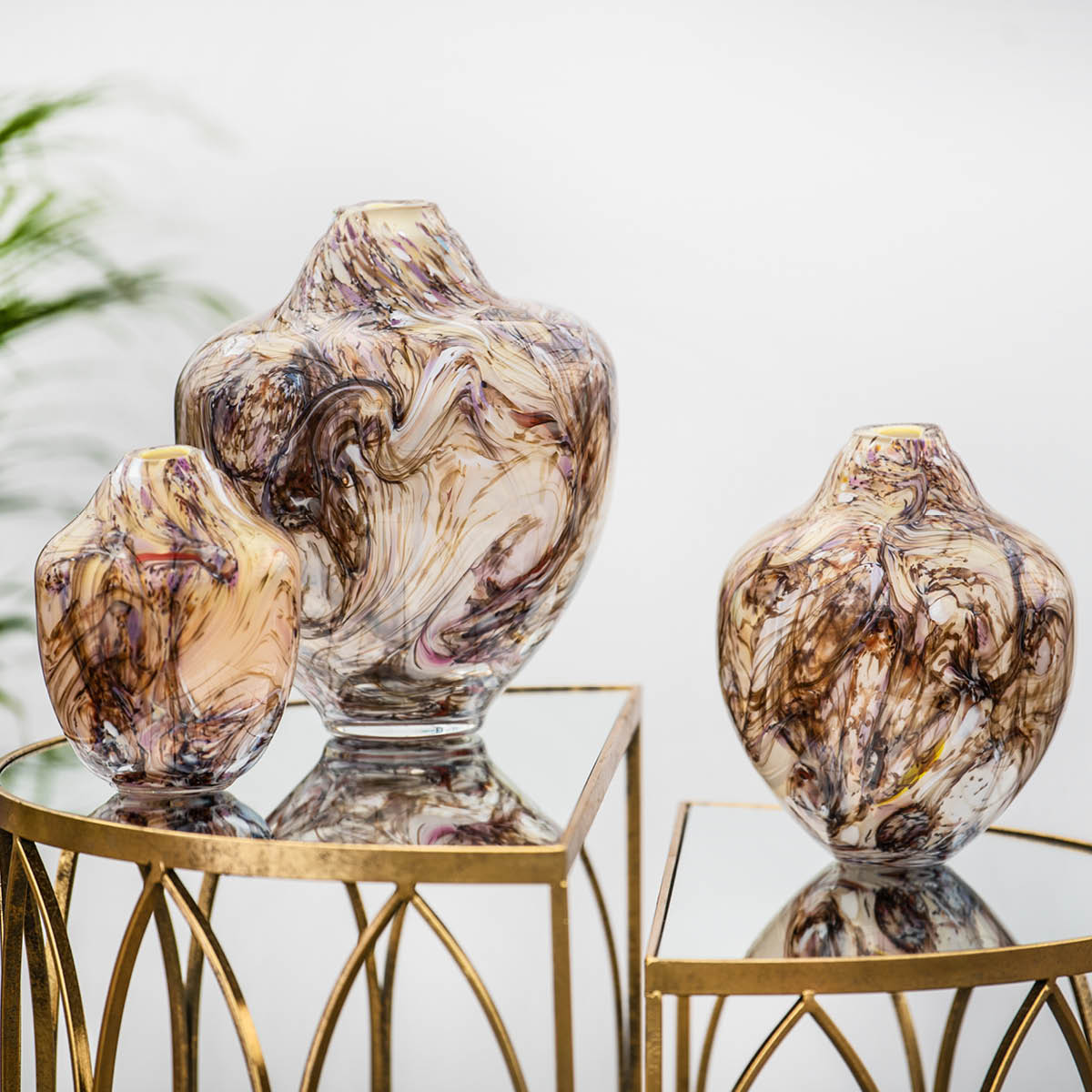 Magnor Unik skulptur kunstglass S 31 cm brun multi