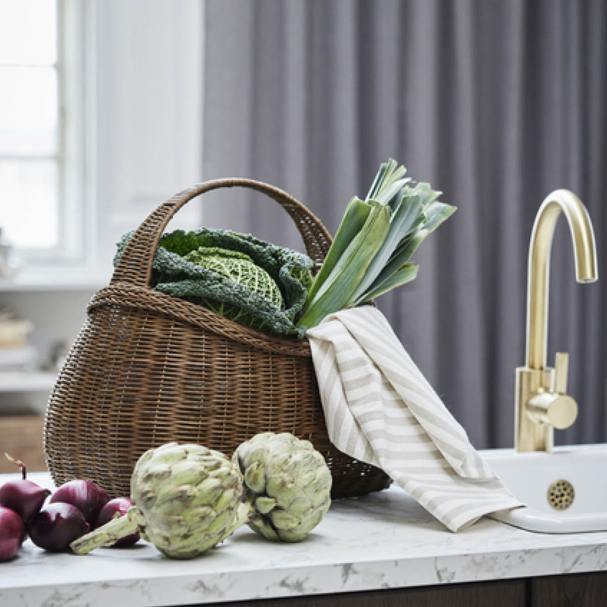 Lene Bjerre Estrille kökshandduk 70x50 2-pack cm beige