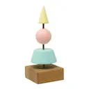 Helga stor julgran träfigur 21 cm turkos/rosa/gul