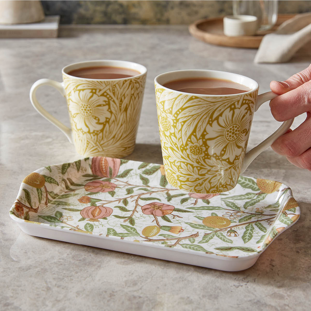 Spode Morris & Co mugg 18 cl och bricka set 3 delar Fruits & Marigold