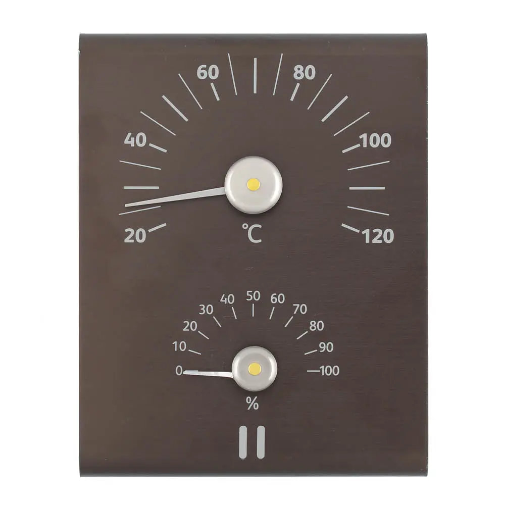 Badstutermometer og hygrometer brun/svart