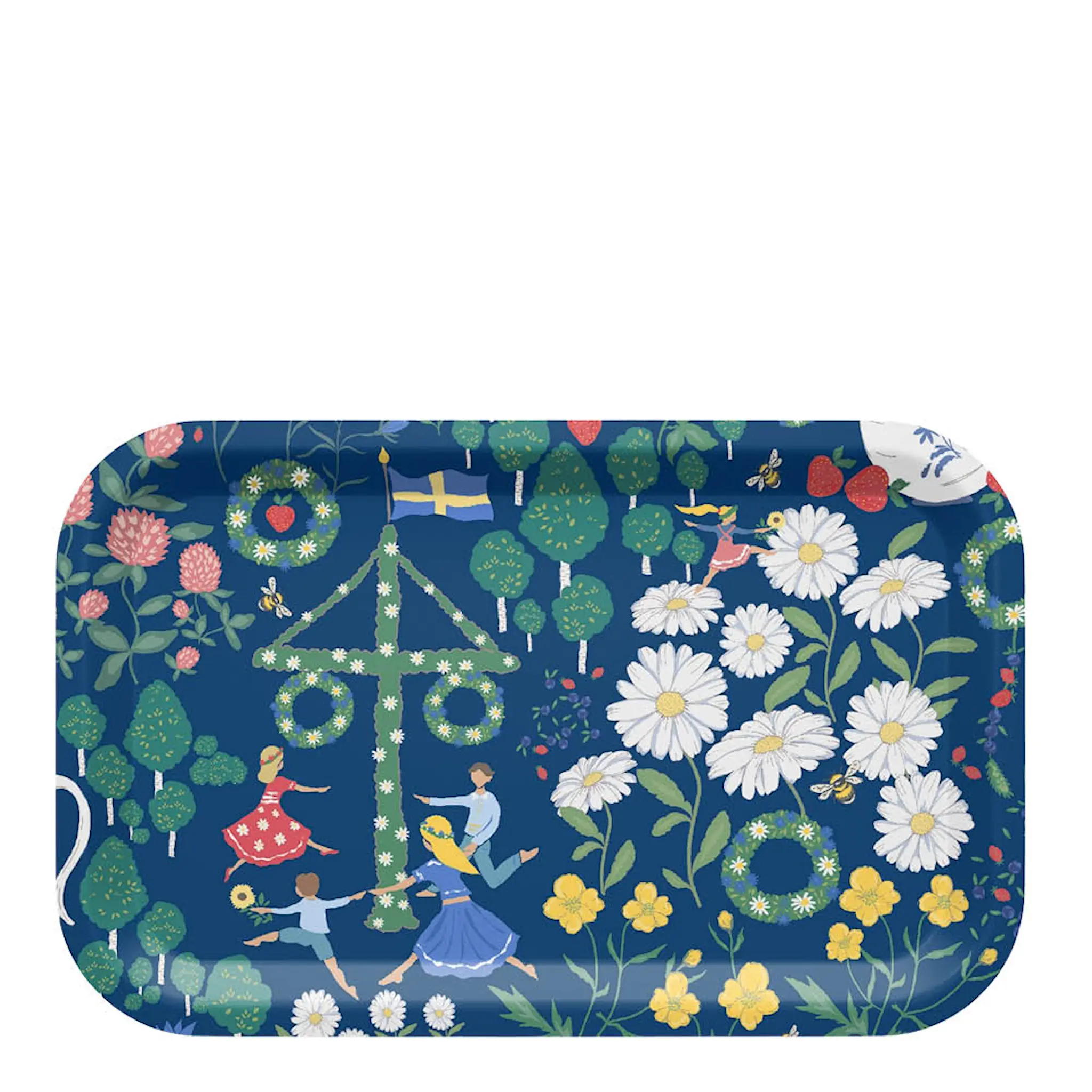 Arvidssons Midsommardans serveringsbricka 38 cm blå