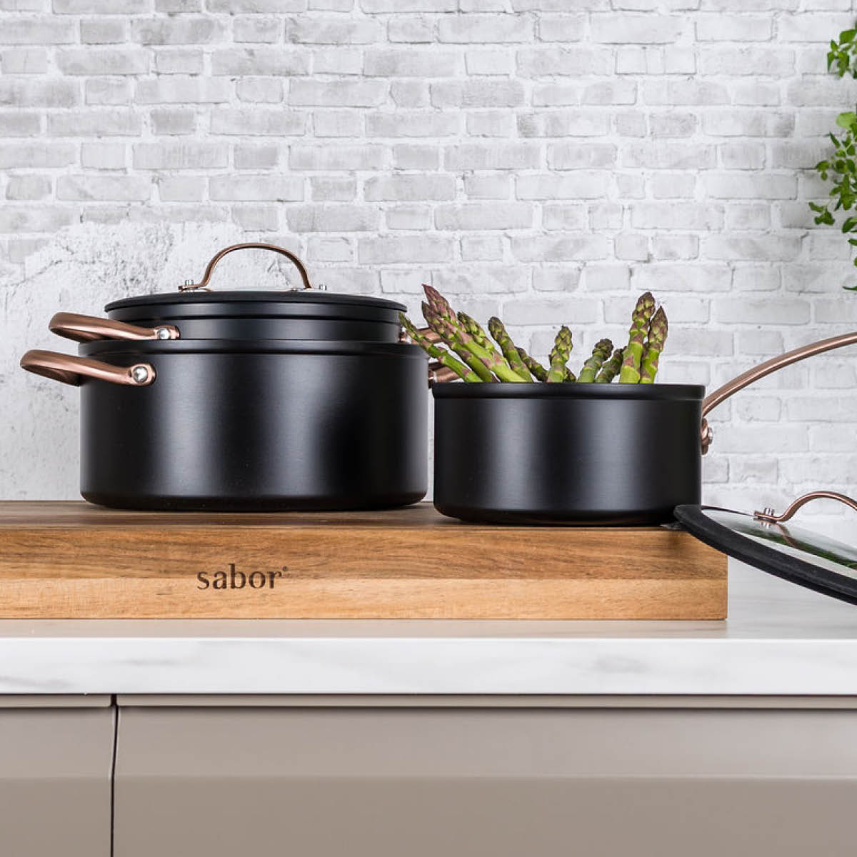 Modern House Black Copper grytset 3 delar 1,5/3/4,9 L keramisk svart/koppar