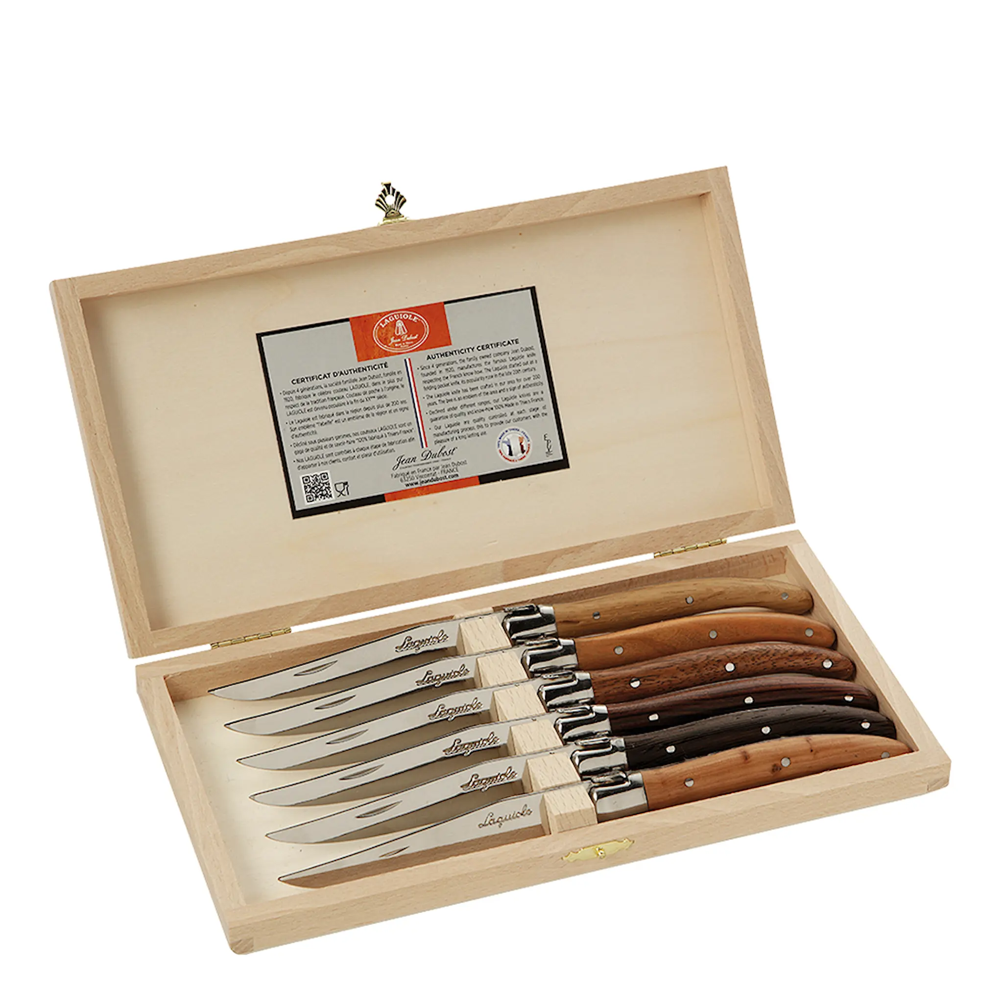 Laguiole en Aubrac Köttkniv 6-pack Mixade Träslag