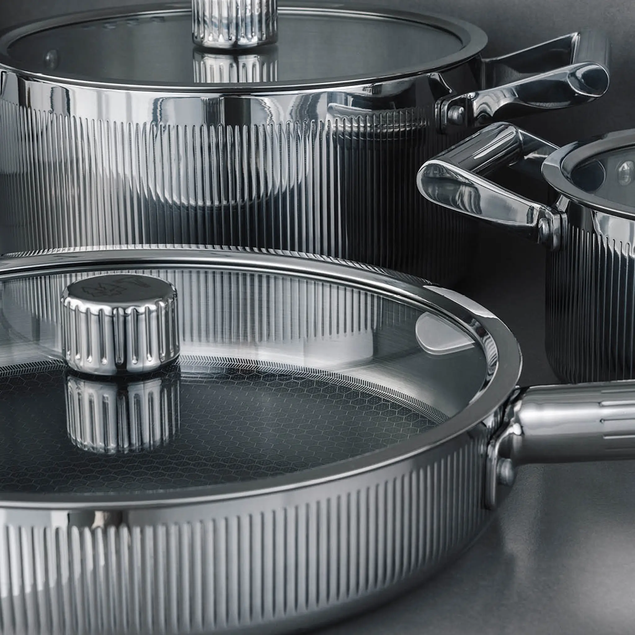 Vargen & Thor Glima grytset 3 delar blankt stål