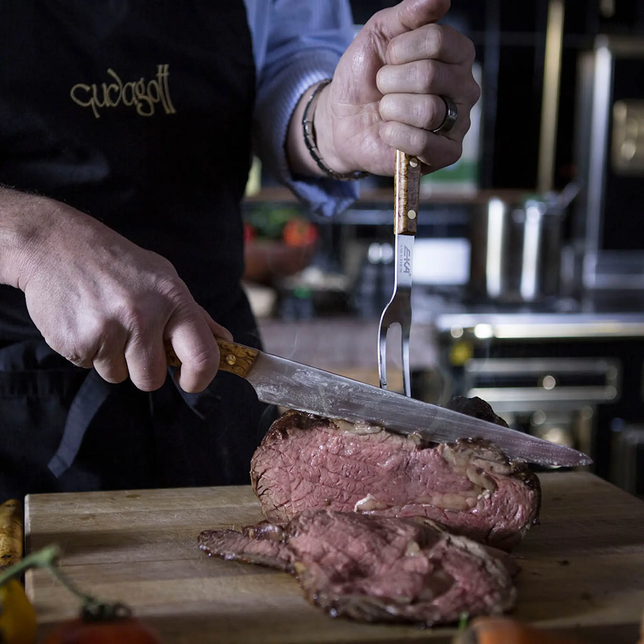 EKA Gourmet knivset trancherkniv 22,6 cm & gaffel masurbjörk