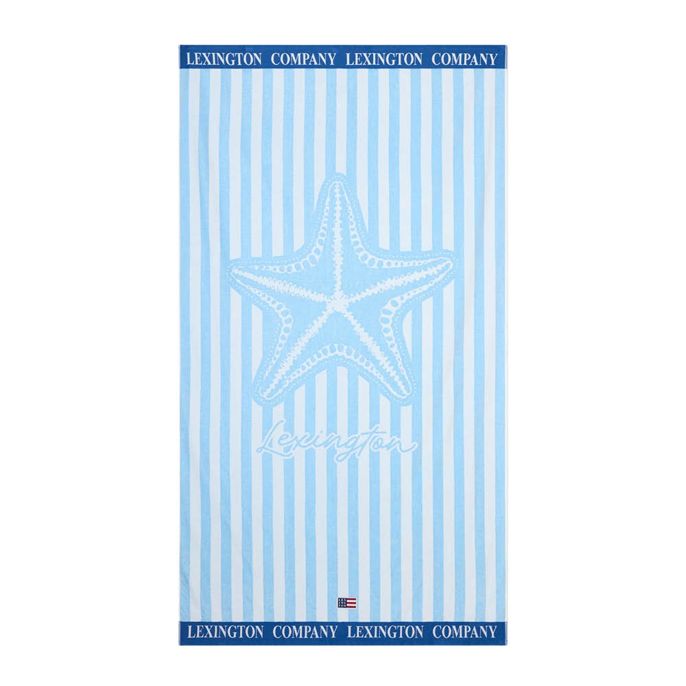 Lexington Rantapyyhe 180x100 cm Sininen/Valkoinen