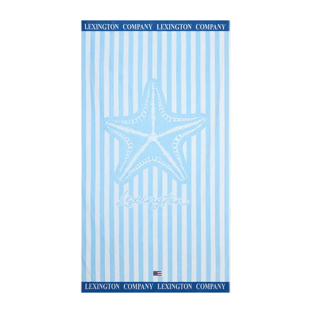 Strandhåndkle 180x100 cm velur/frotté blå/hvit