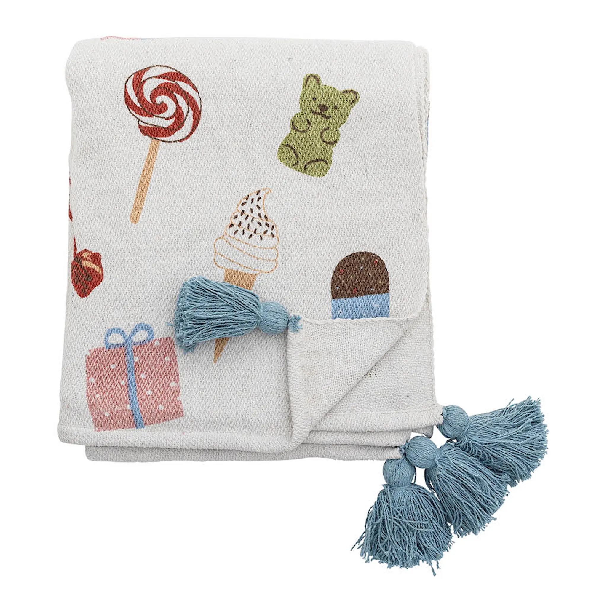 Bloomingville MINI Sweets pläd 160x130 cm natur/multi