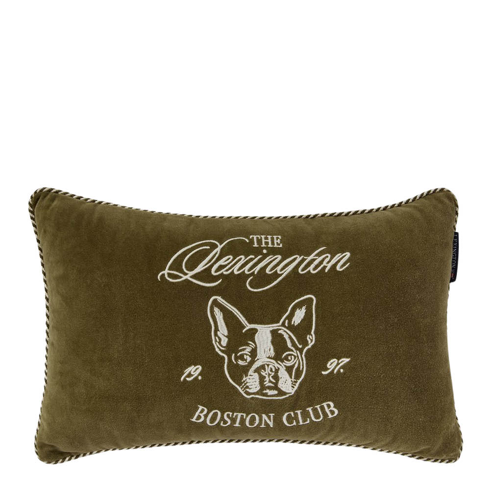 Lexington Boston Club kuddfodral sammet 50x30 cm olive/light beige