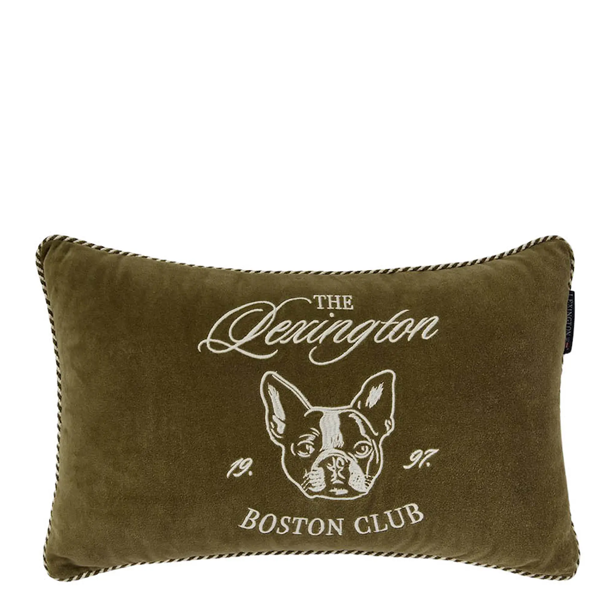 Lexington Boston Club kuddfodral sammet 50x30 cm olive/light beige