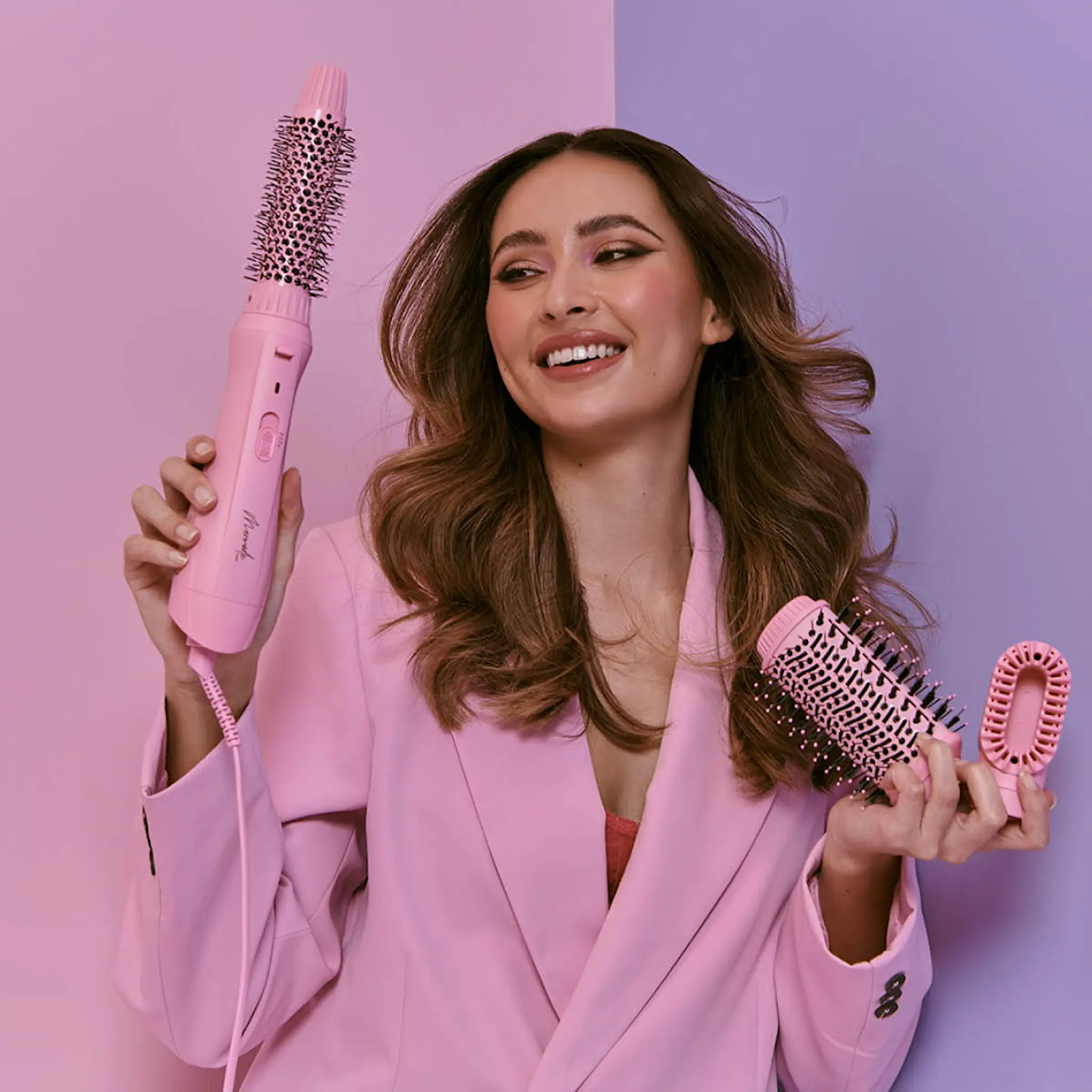 Mermade Interchangeable Blow Dry Brush fönborste utbytbar 4 delar rosa