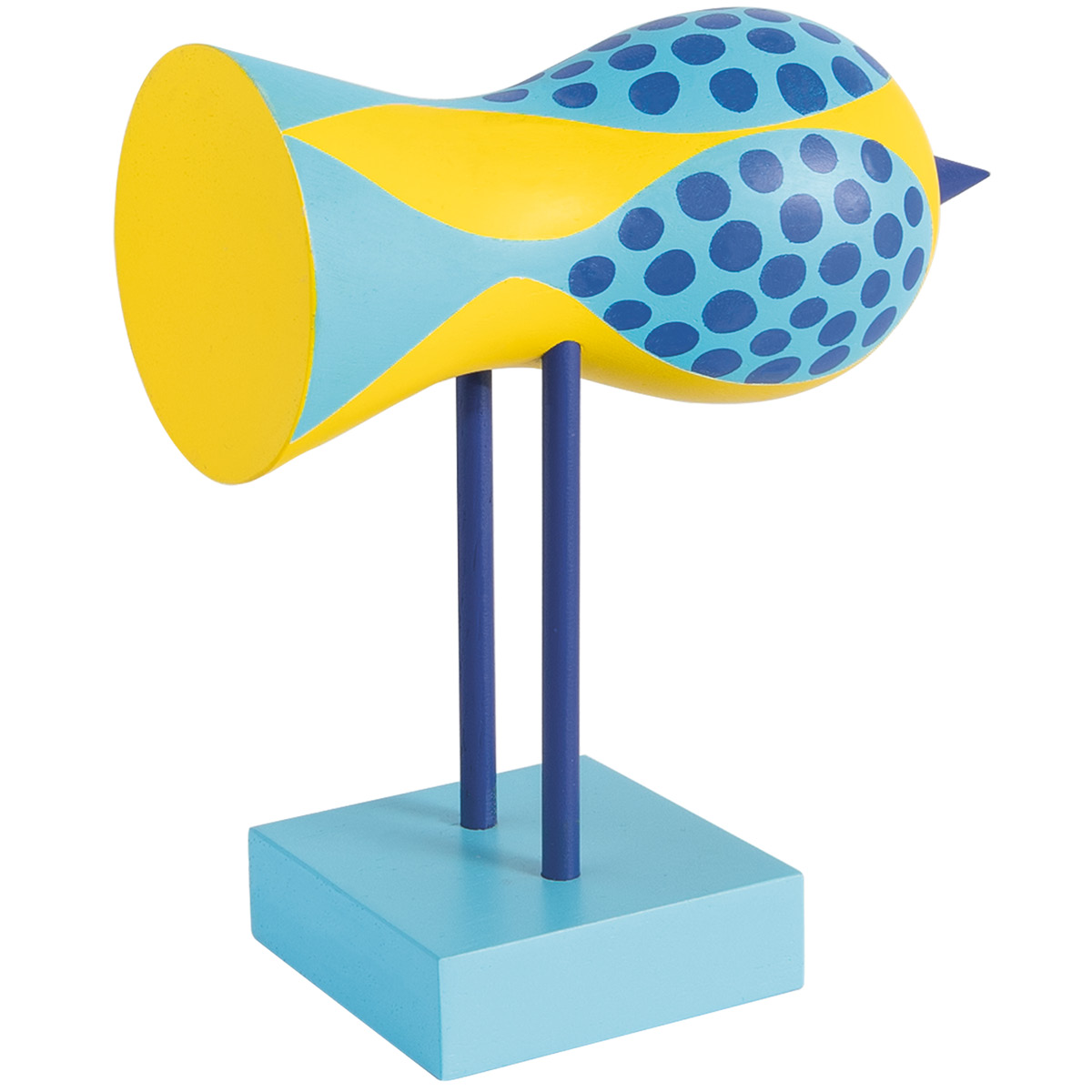 Design House Stockholm Birds 1967 Puulintu Nro 5 16 cm Keltainen/Sininen