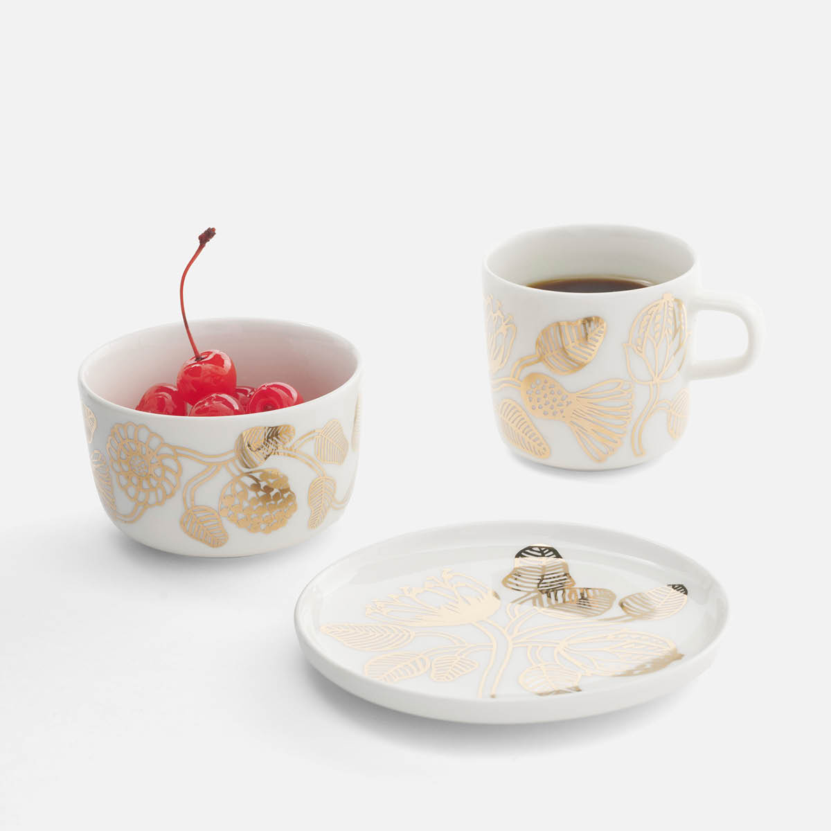 Marimekko Oiva Tiara bolle 25 cl hvit/gull