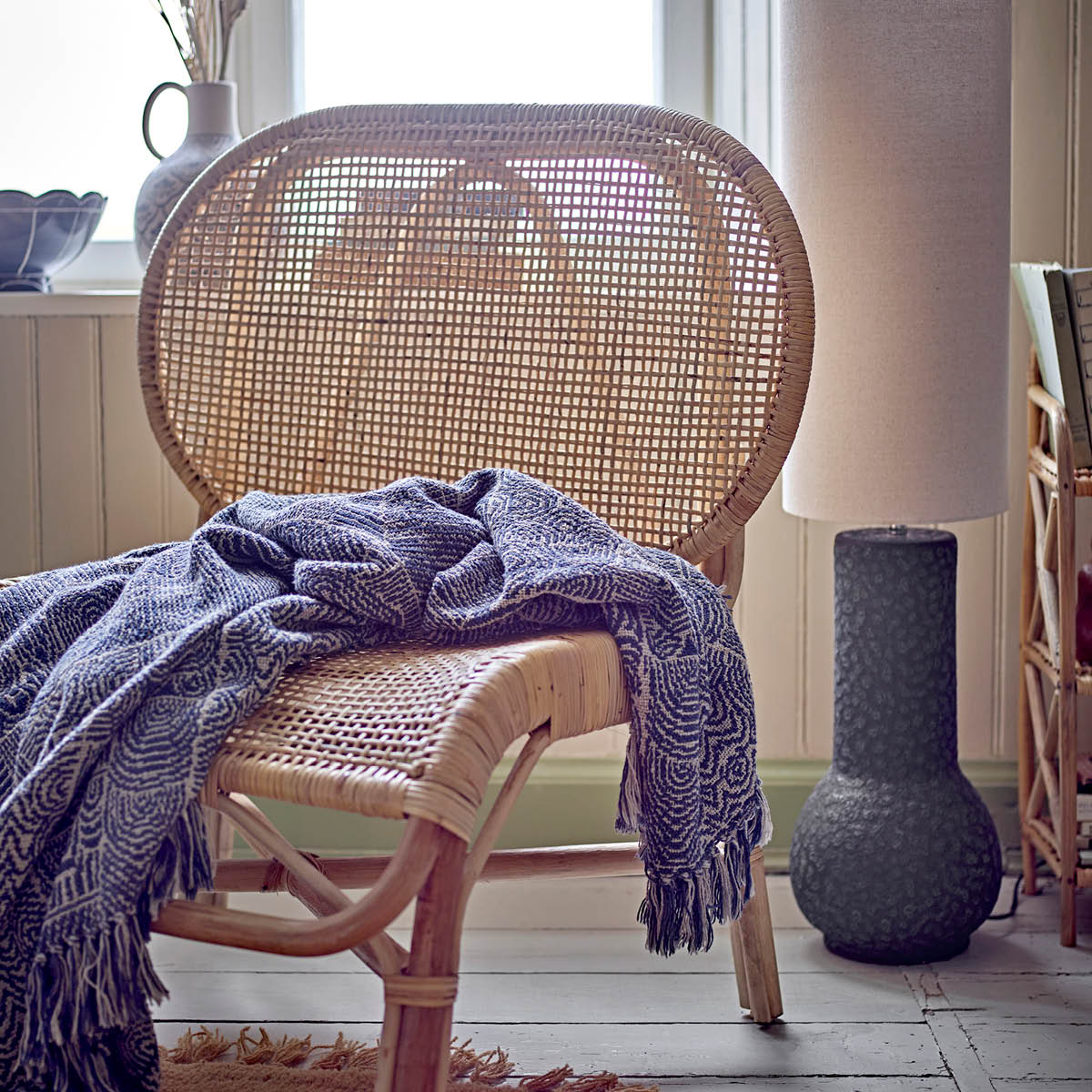 Bloomingville Pledd Bresso 160x130 cm blå