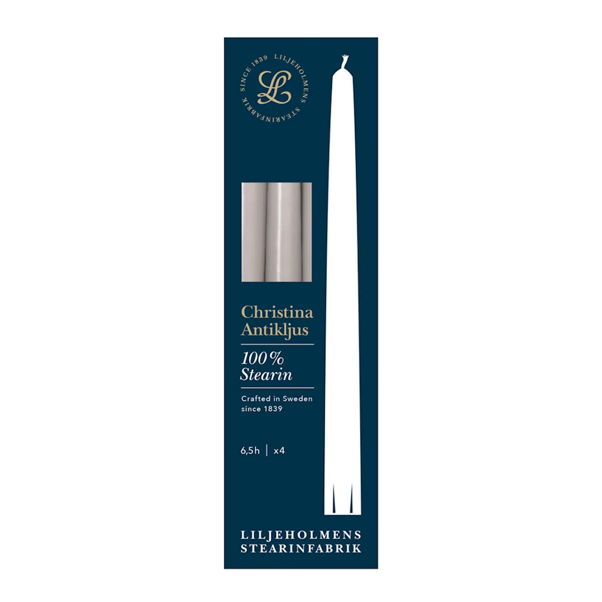 Liljeholmens Christina antikljus 26 cm 4-pack dimgrå