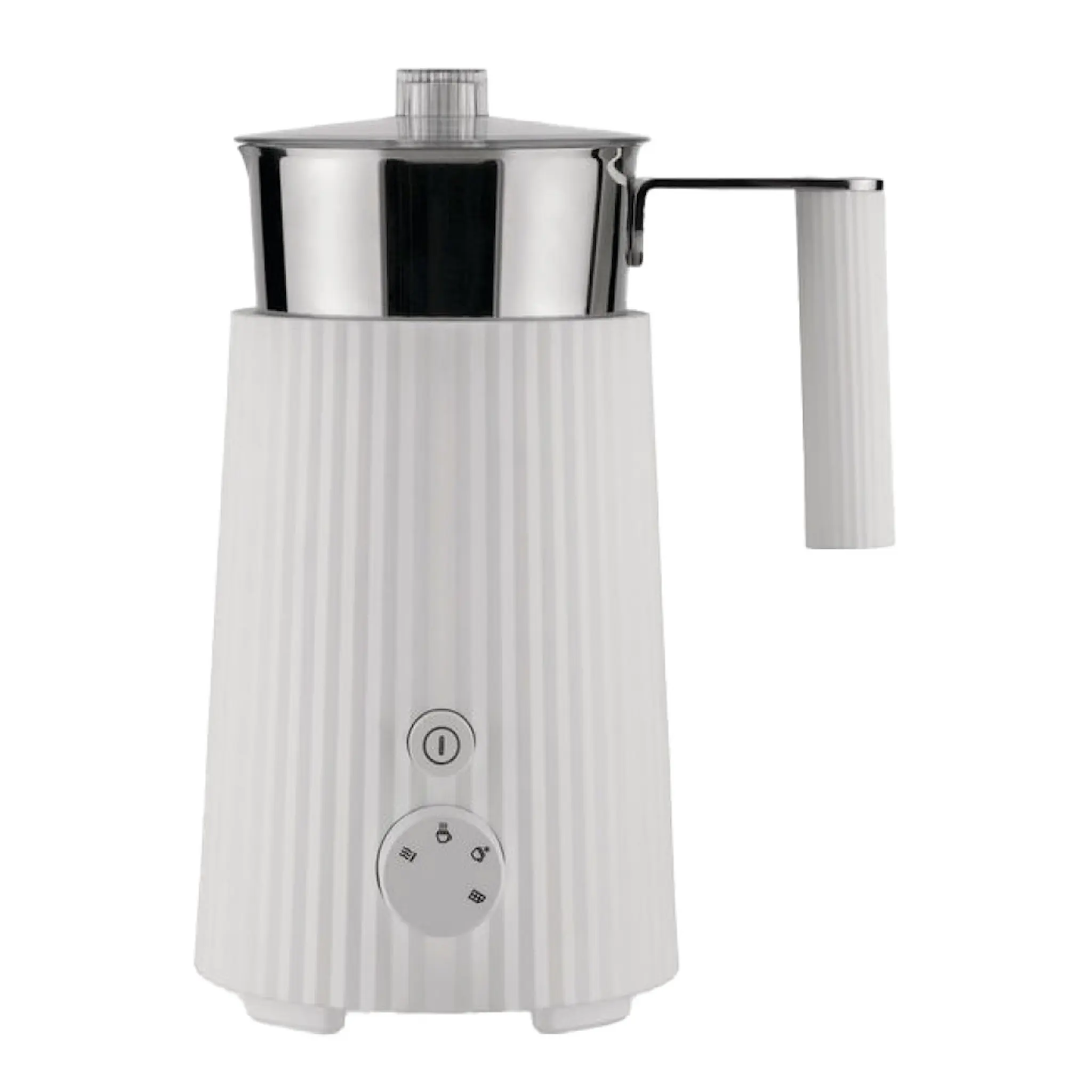 Alessi Plissé multifunktionell mjölkskummare 22,5 cm vit