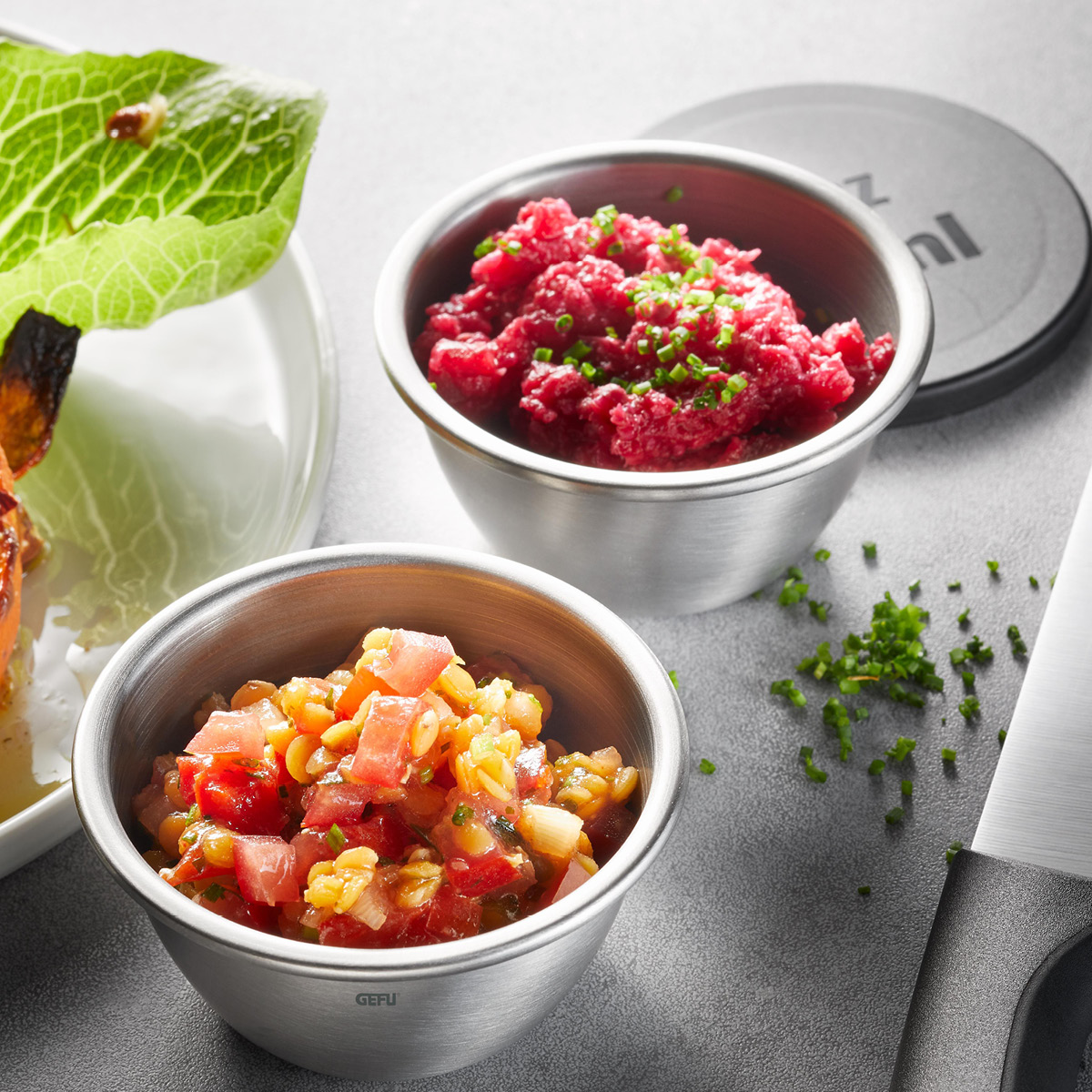 Gefu Rino skålset 2-pack 10 cl stål/svart