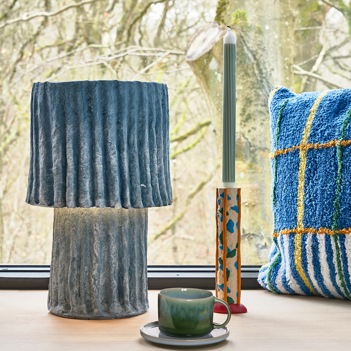 Villa Collection Styles lysestake m/ flekker 21 cm blå/amber