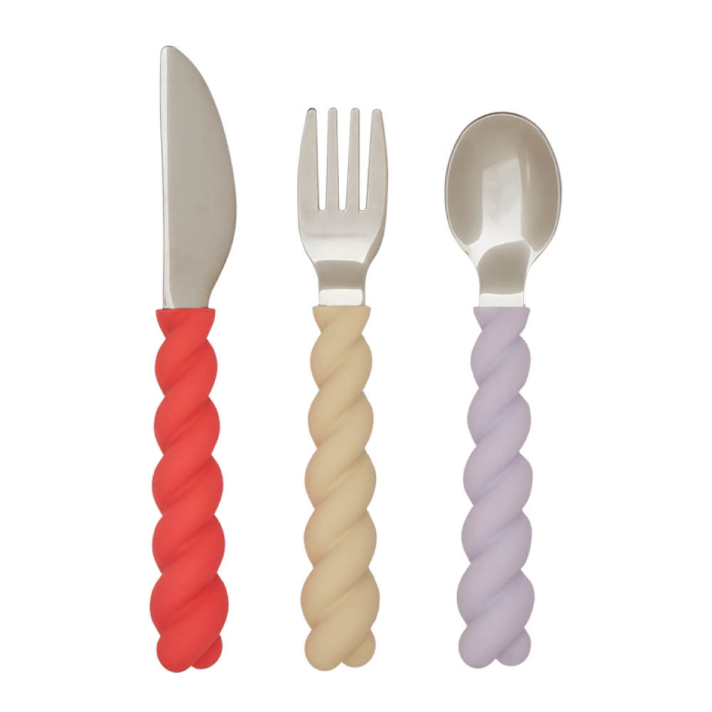 OYOY - Mellow Aterimet 14,5 cm 3 osaa Lavender/Vanilla/Cherry Red