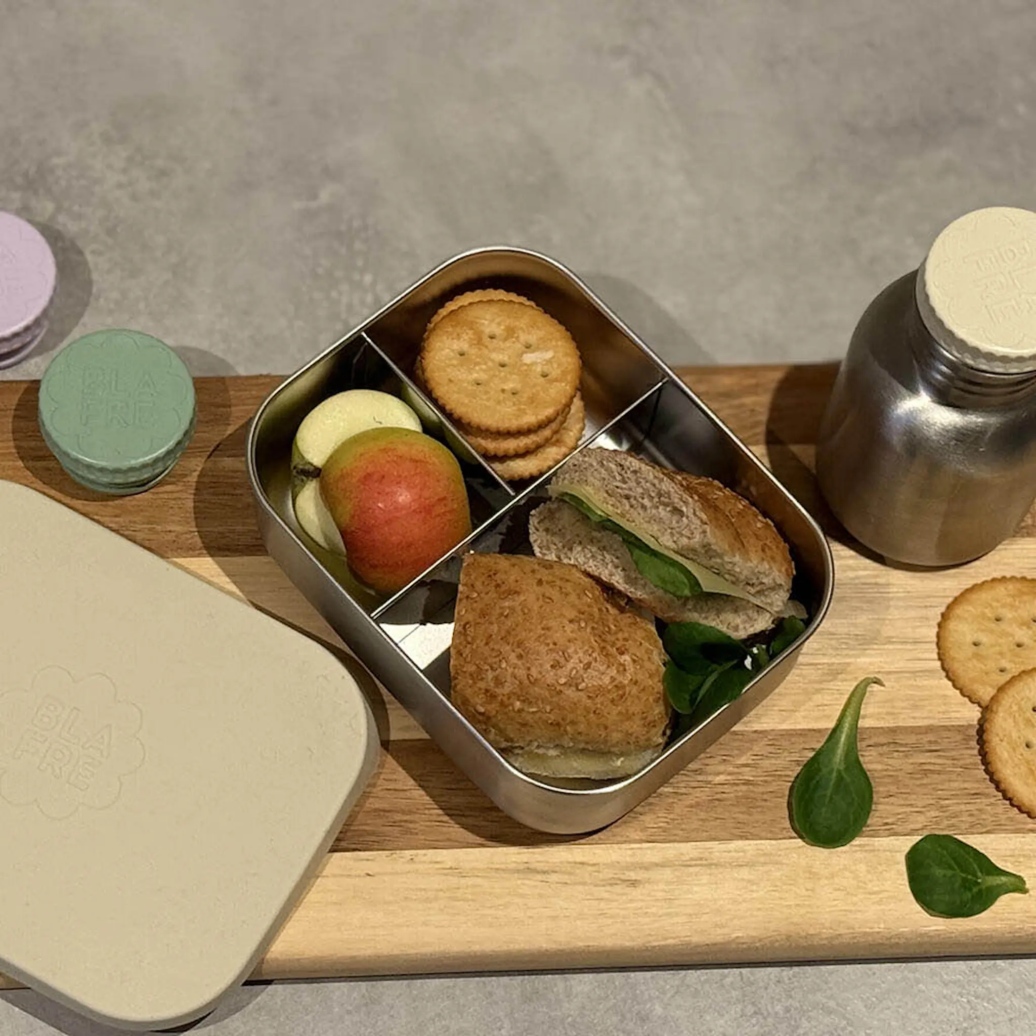 Blafre Matboks stål 3 rom 17x13x5 cm beige