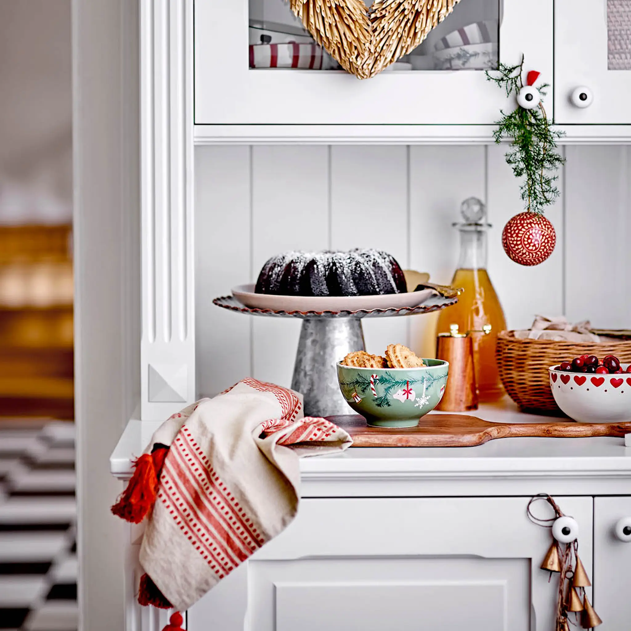 Bloomingville Yule skål 2-pack 50 cl grön/natur julmotiv