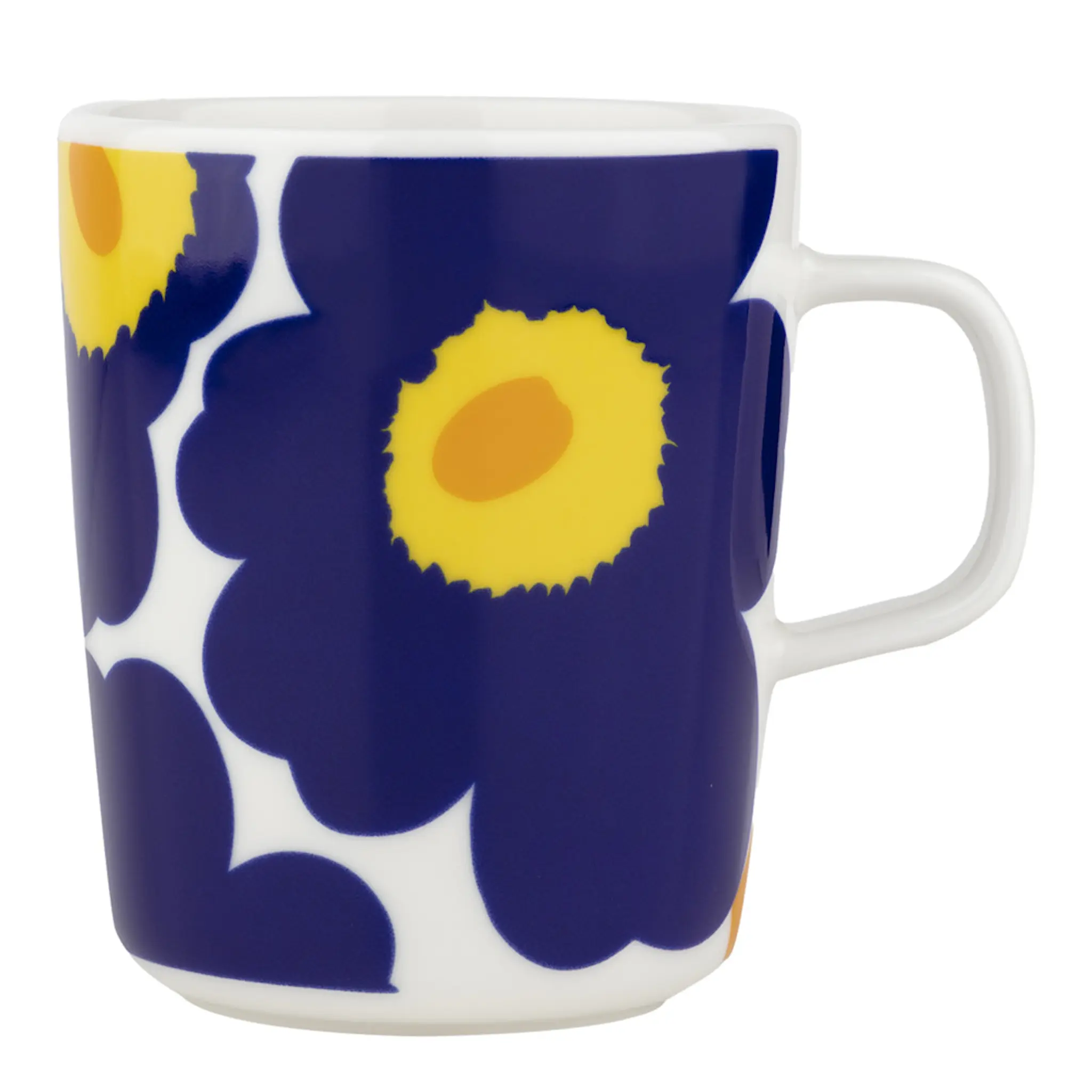 Marimekko Oiva Unikko mugg 25 cl vit/mörkblå/gul