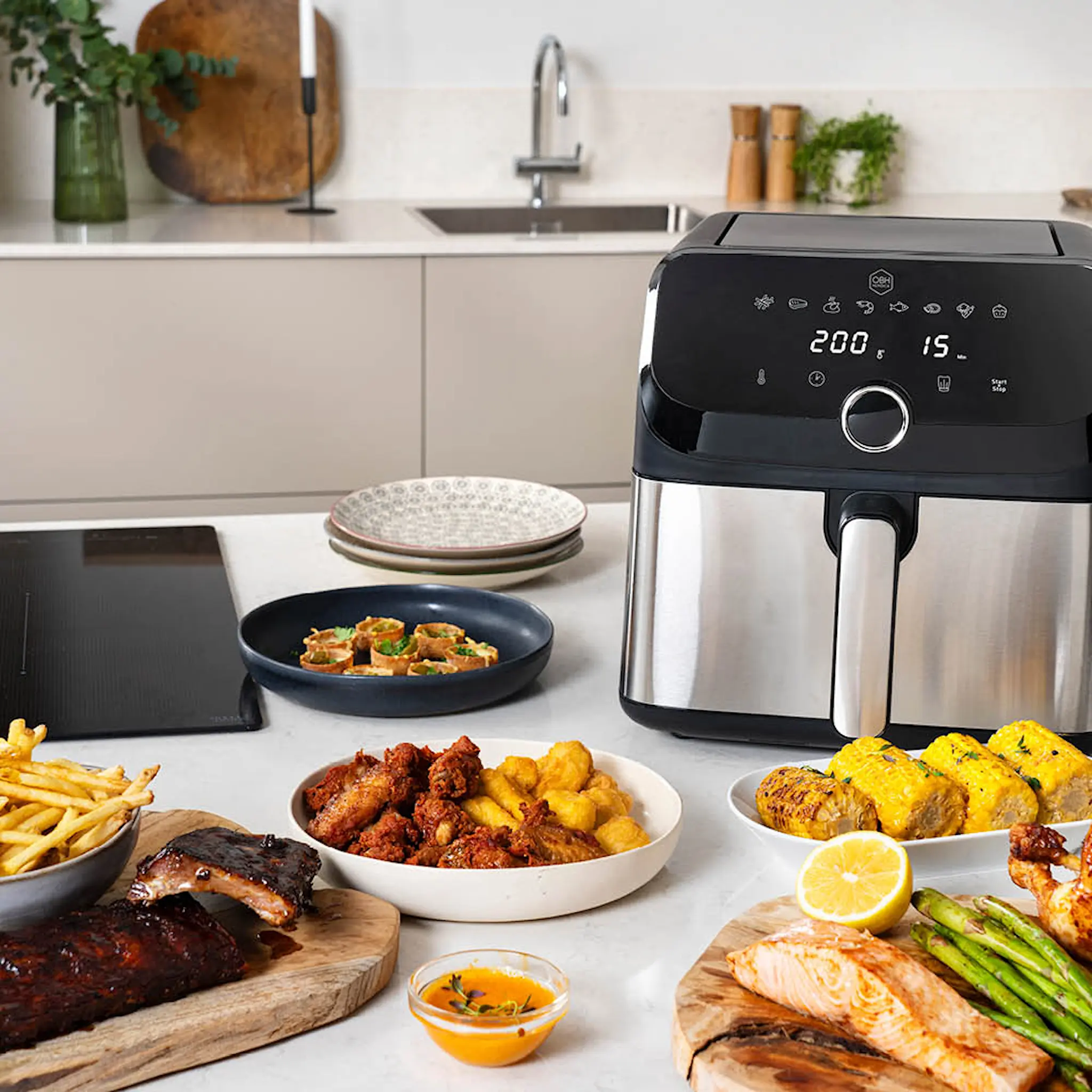 OBH Nordica Easy Fry Mega 7,5 L airfryer svart/stål