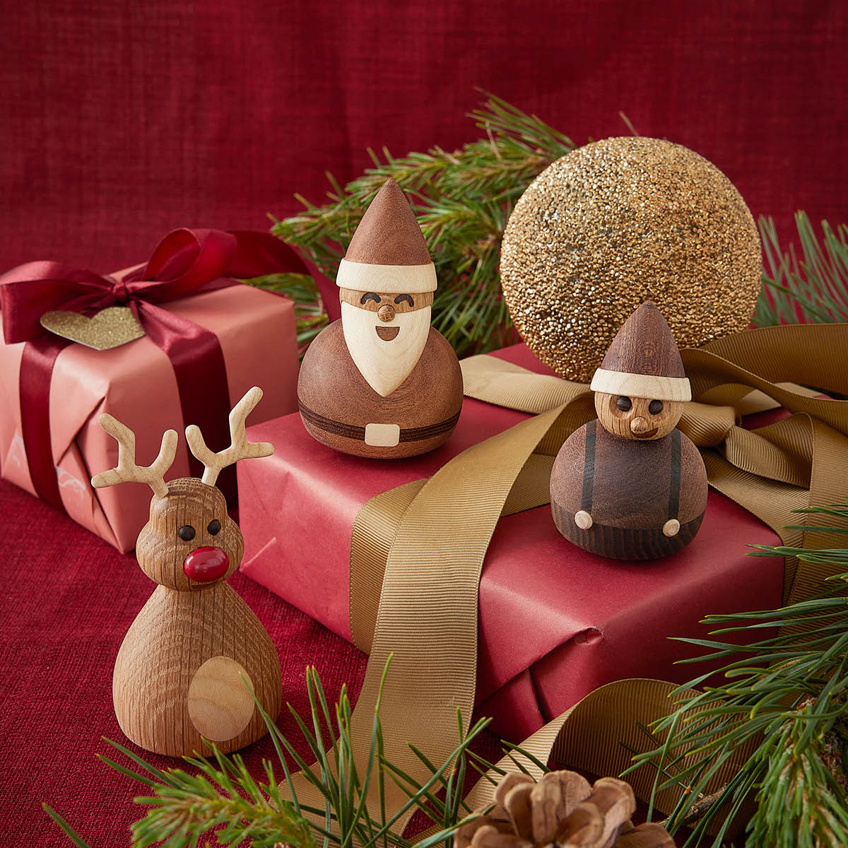 Spring Copenhagen Santa jultomte trädekoration 10 cm mahogny