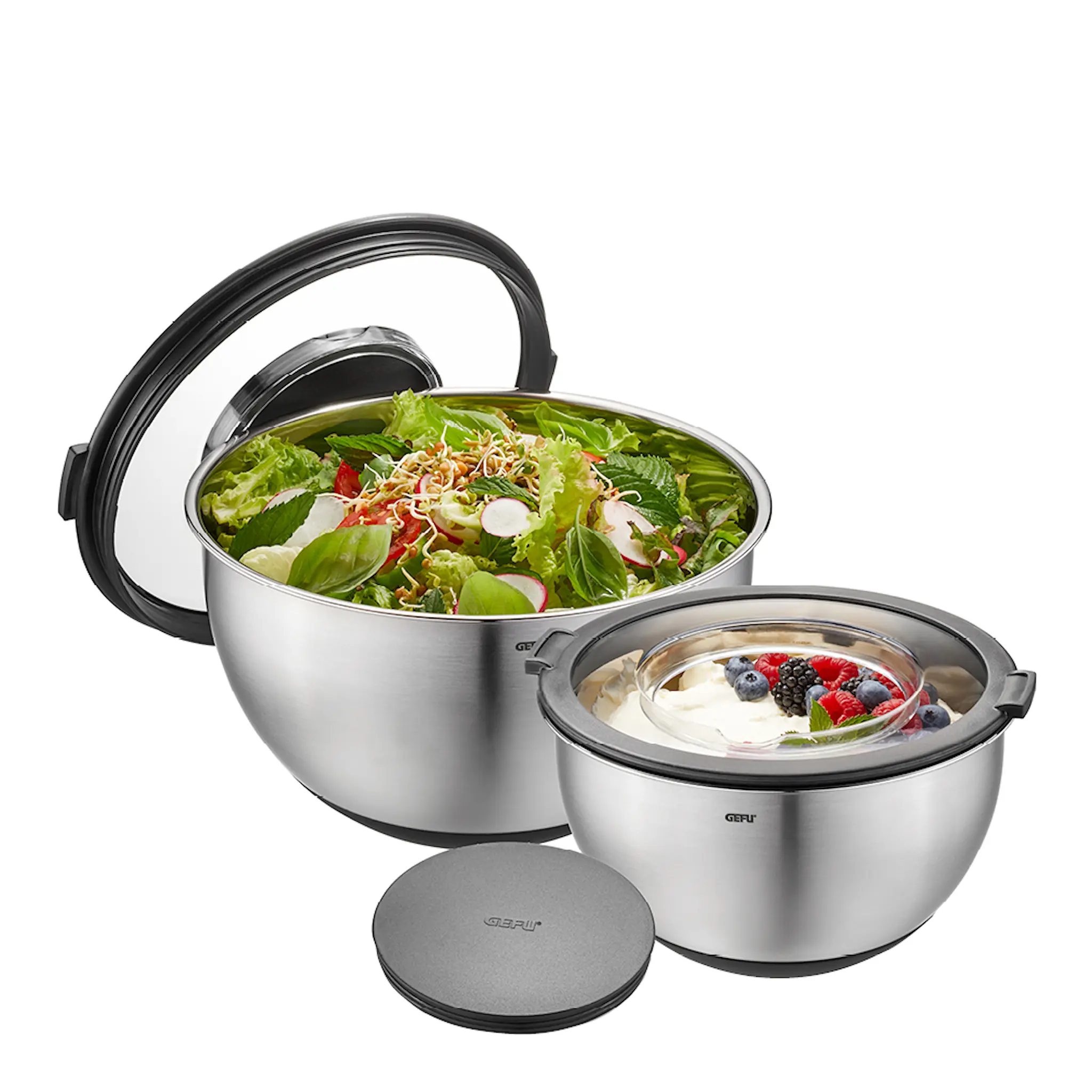 Gefu Muovo skålset 2 delar 2,5 L + 4,5 L stål/svart