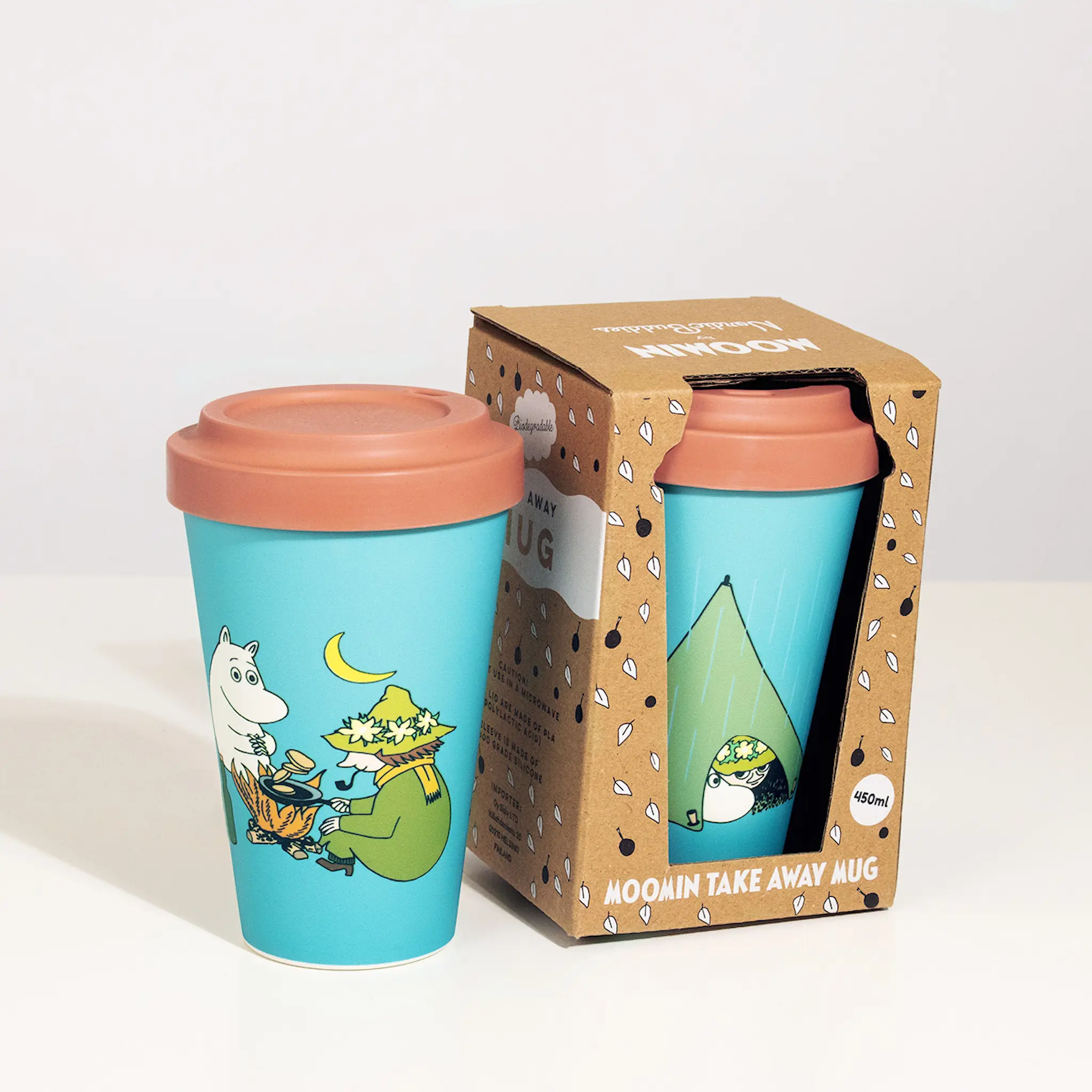 Nordicbuddies Mumin take away mugg 45 cl Mumintrollet och Snusmumriken camping blå