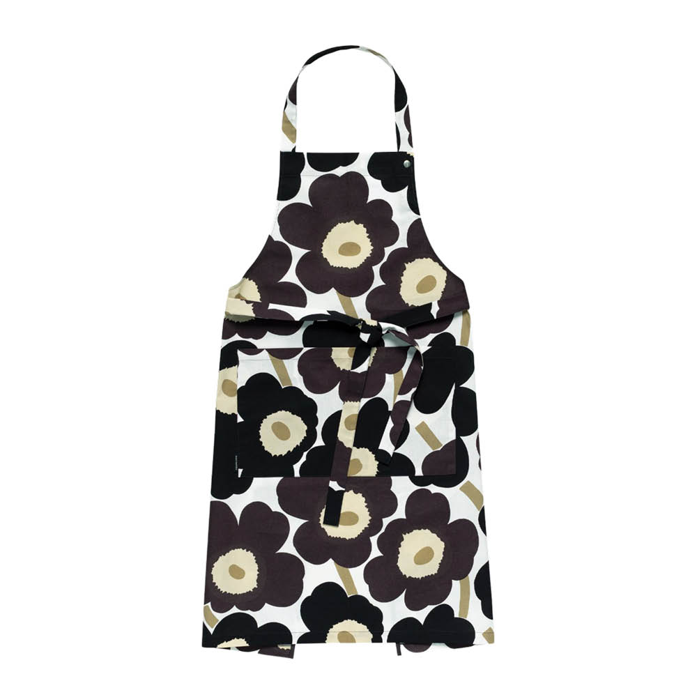 Marimekko Pieni Unikko forkle 85 cm hvit/grå/beige