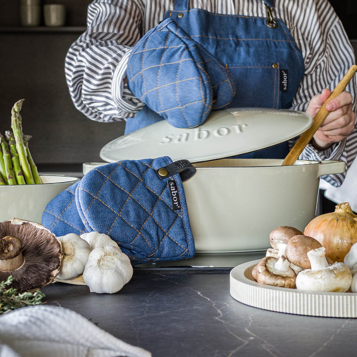 Sabor Home grytevott 18x14 cm 2 stk blå