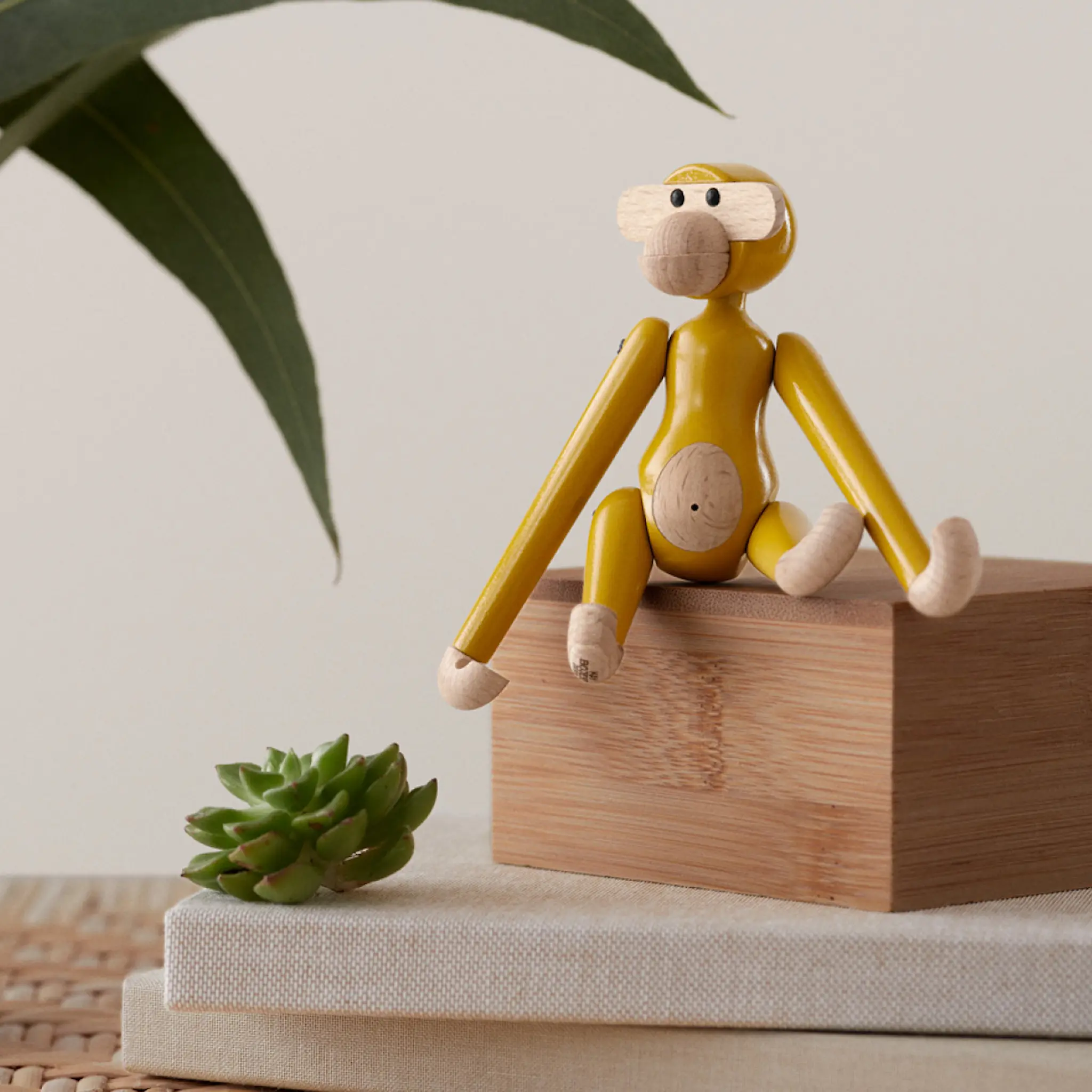 Kay Bojesen Denmark Puinen Apina 9,5 cm Vintage Keltainen