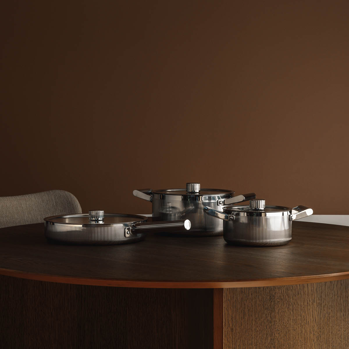 Vargen & Thor Glima grytset 3 delar blankt stål