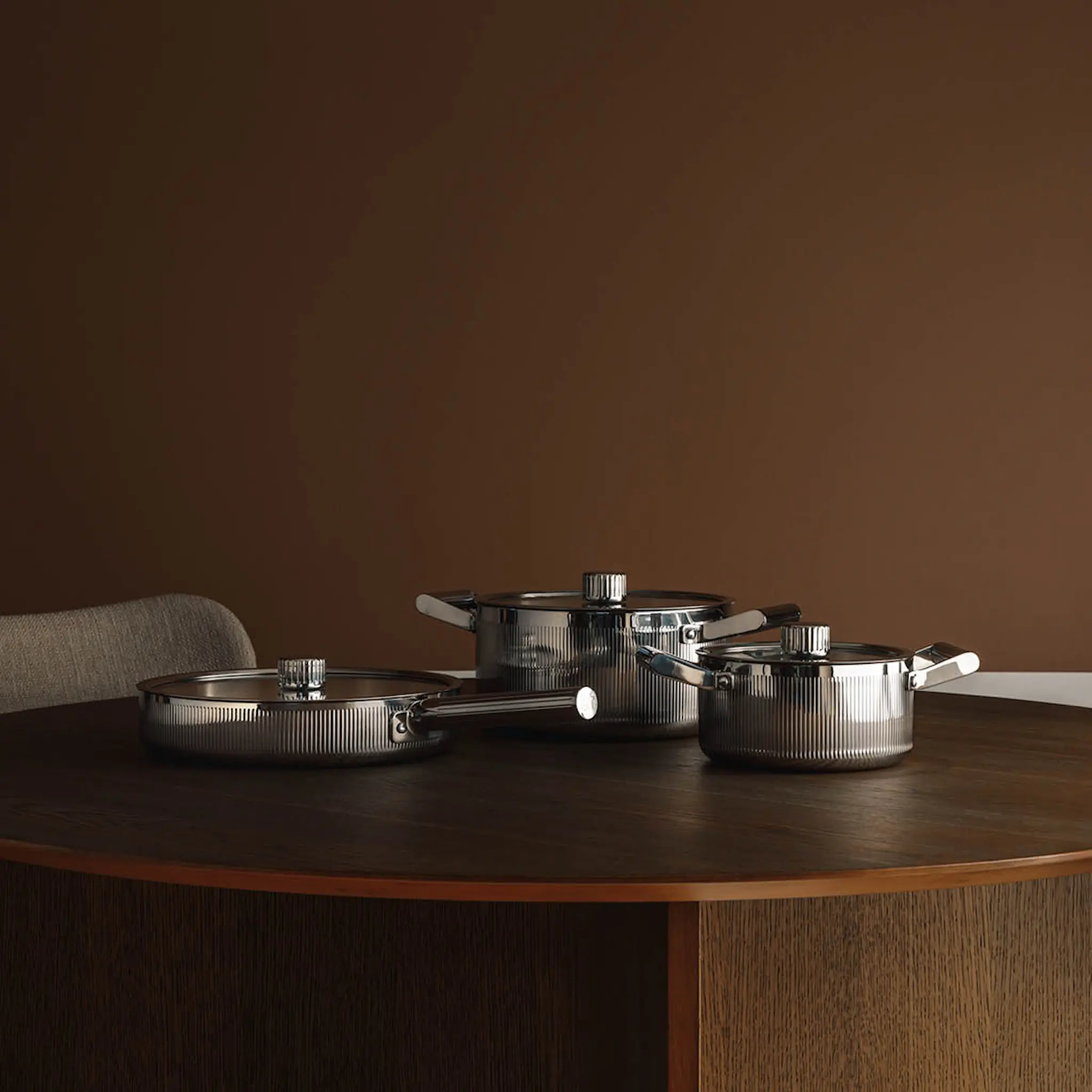 Vargen & Thor Glima grytset 3 delar blankt stål