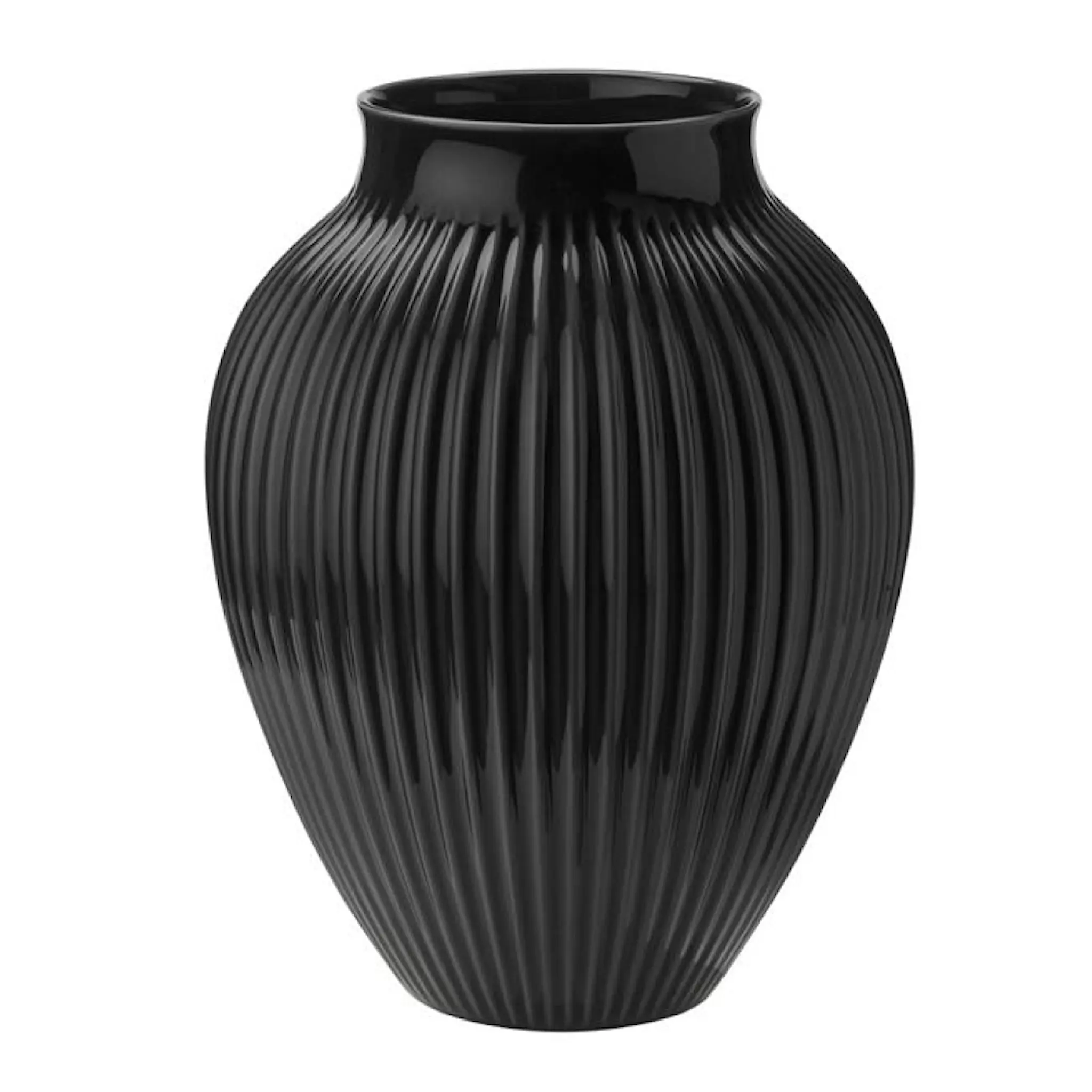 Knabstrup Keramik Vas Räfflor 35 cm Svart