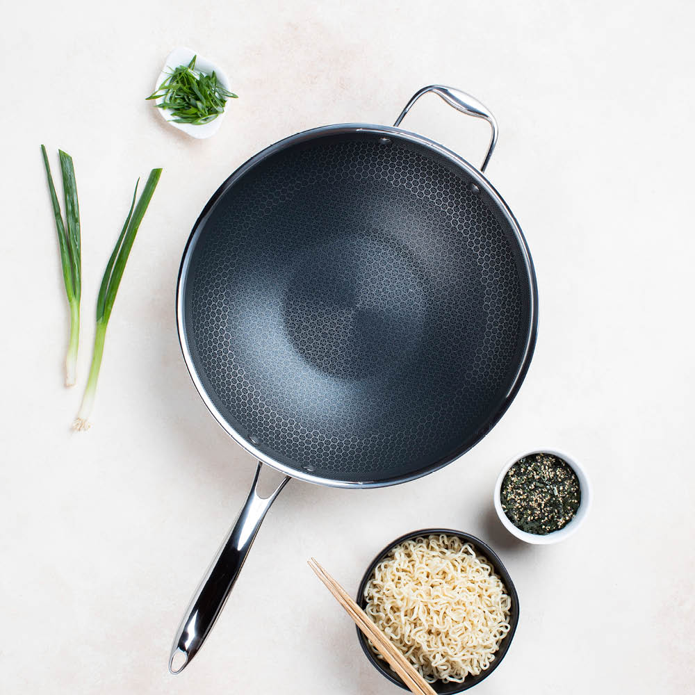 Hexclad Hybrid wok 30 cm sølv/svart