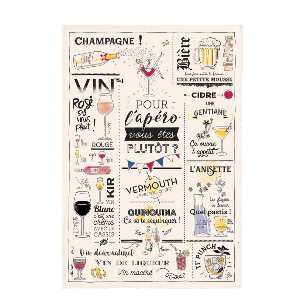 Maison Vivaraise - Keittiöpyyhe 48x72 cm Time for cocktails