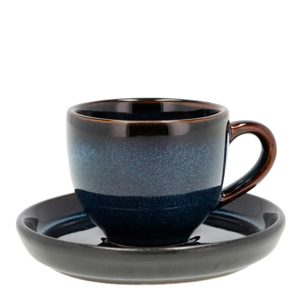 Espressokuppi ja aluslautanen 7 cl Sininen/Musta
