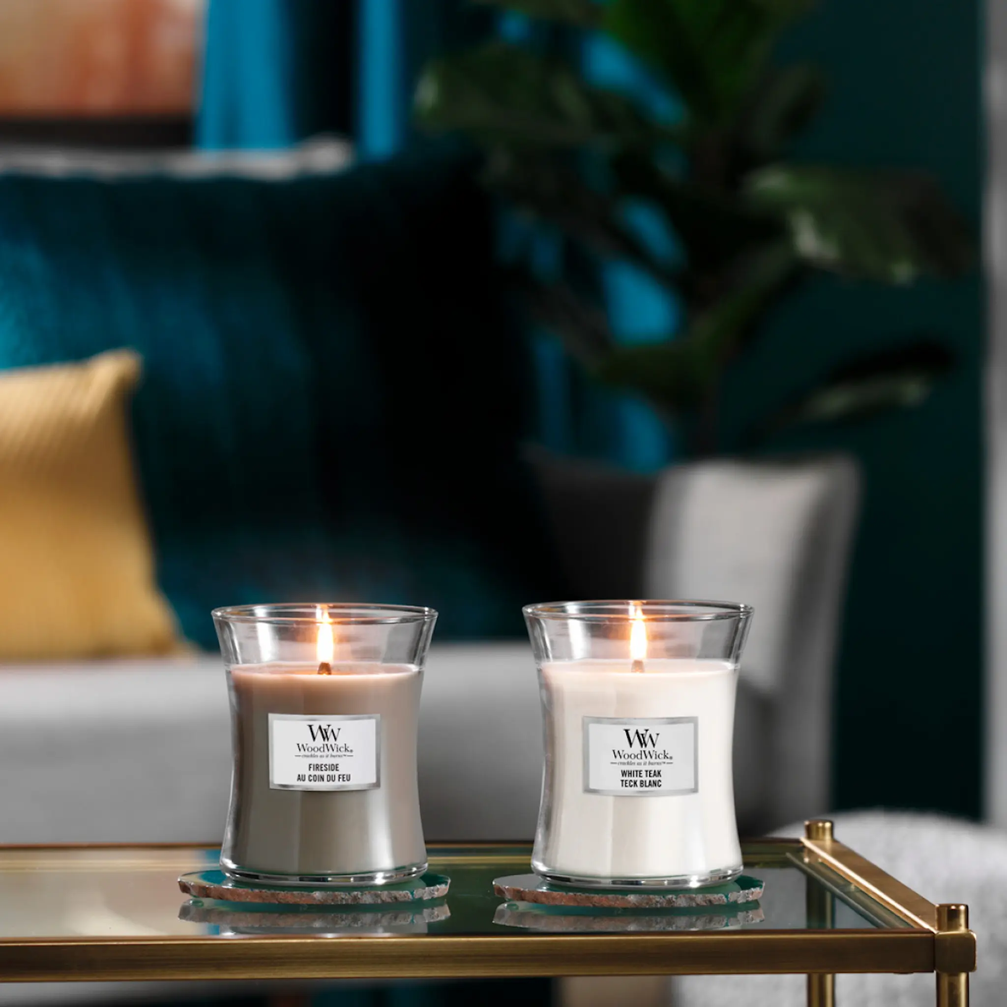 WoodWick Hourglass Tuoksukynttilä 11,7x9,7 cm White teak