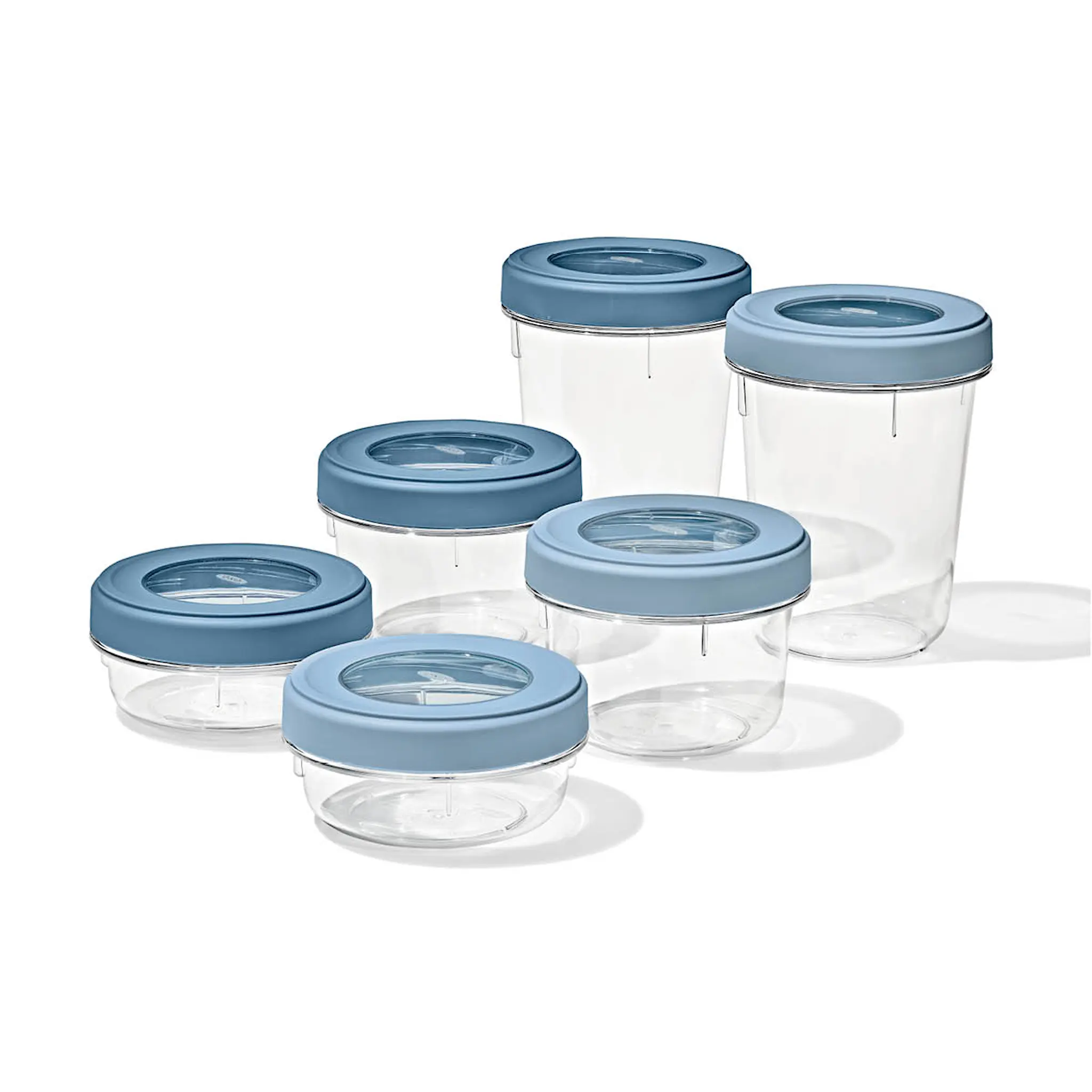 Oxo Twist & Stack förvaringsburk 59,2 cl 2-pack med lock klar/blå