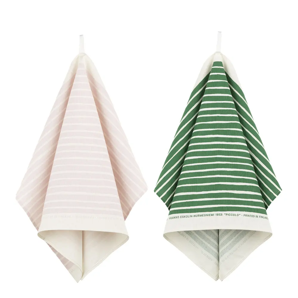 Piccolo kjøkkenhåndkle 2 stk 43x70 cm grønn/rosa/hvit