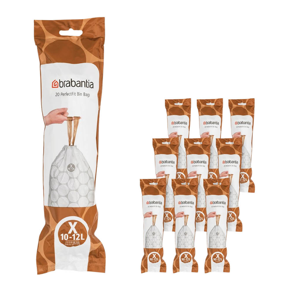 Brabantia PerfectFit avfallspåsar 10-12 L 200-pack Kod X vit